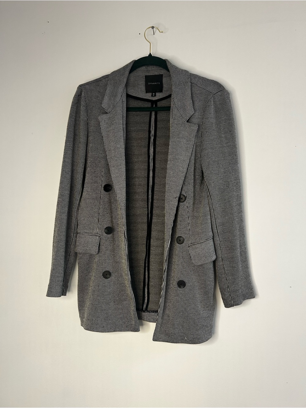 Dynamite Women's black and white lines Tailored Blazer